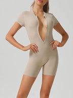 Half Zip Short Sleeve Active Romper - Q.B.Accessories