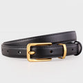 Leather Skinny Belt with Golden Buckle - Q.B.Accessories