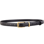Leather Skinny Belt with Golden Buckle - Q.B.Accessories