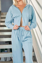 Zip - Up Hoodie and Pants Active Set - Q.B.Accessories
