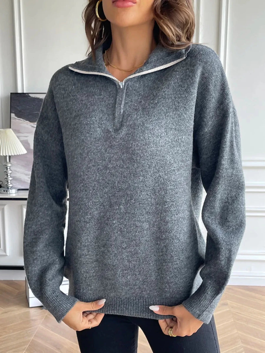 Women’s Half-Zip Drop-Shoulder Sweater - Q.B.Accessories