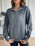 Women’s Half-Zip Drop-Shoulder Sweater - Q.B.Accessories