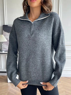 Women’s Half-Zip Drop-Shoulder Sweater - Q.B.Accessories