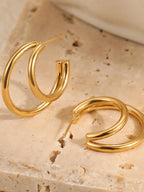 18K Gold-Plated Stainless Steel Hoop Earrings - Q.B.Accessories