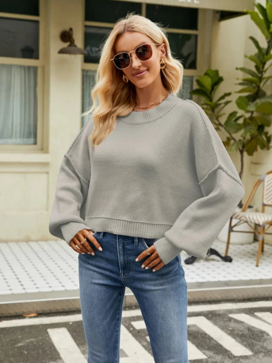Women’s Lantern-Sleeve Knit Sweater - Q.B.Accessories