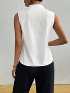 Texture Notched Sleeveless Top - Q.B.Accessories