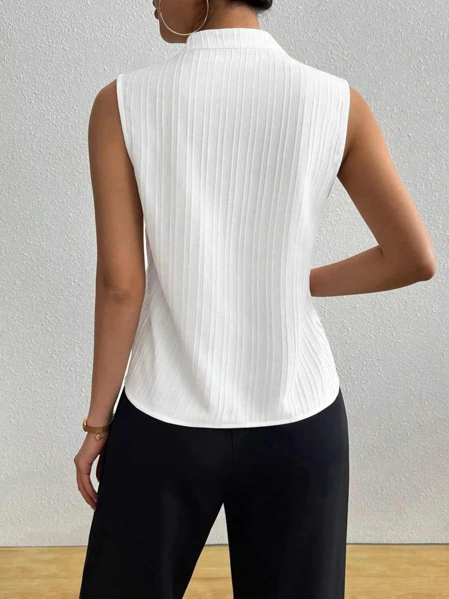 Texture Notched Sleeveless Top - Q.B.Accessories