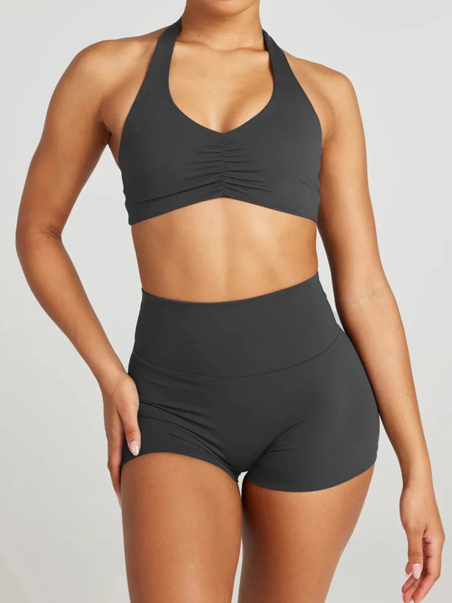 Halter Neck Cami and Shorts Active Set - Q.B.Accessories