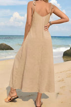Tie - Shoulder Flowy Midi Dress - Q.B.Accessories