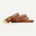 Skinny Leather Belt with Golden Buckle - Q.B.Accessories