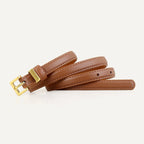 Skinny Leather Belt with Golden Buckle - Q.B.Accessories