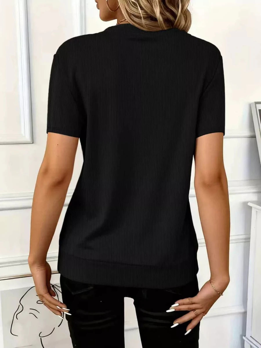 Half Zip Short Sleeve Top - Q.B.Accessories