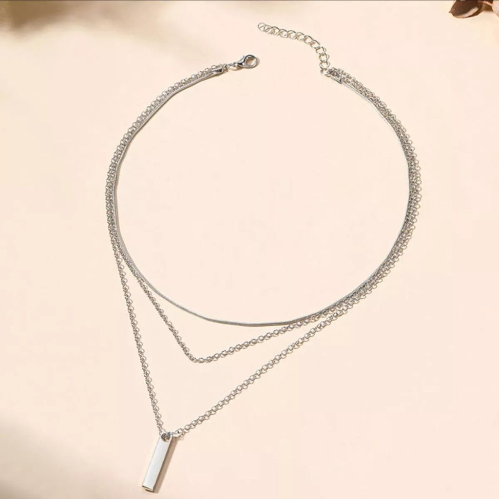 Three Layered bar pendant Necklace - Q.B.Accessories