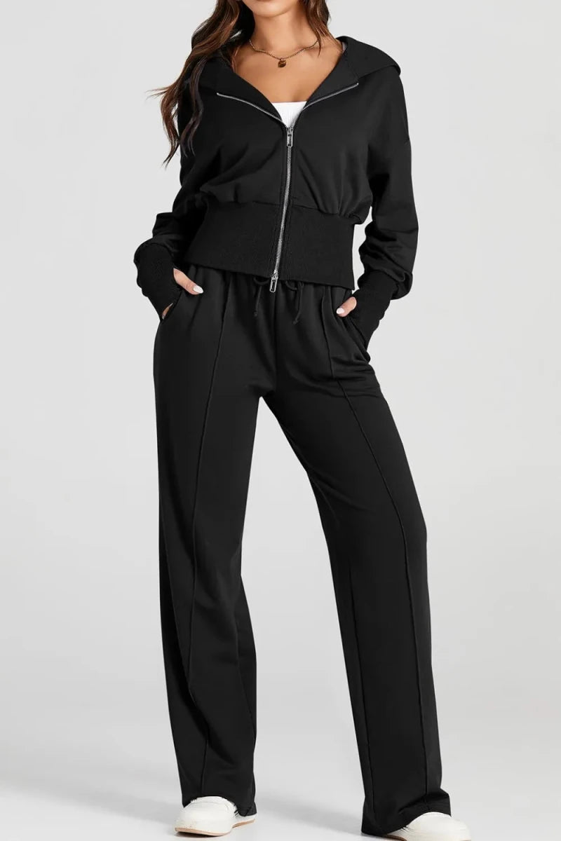 Zip - Up Hoodie and Pants Active Set - Q.B.Accessories