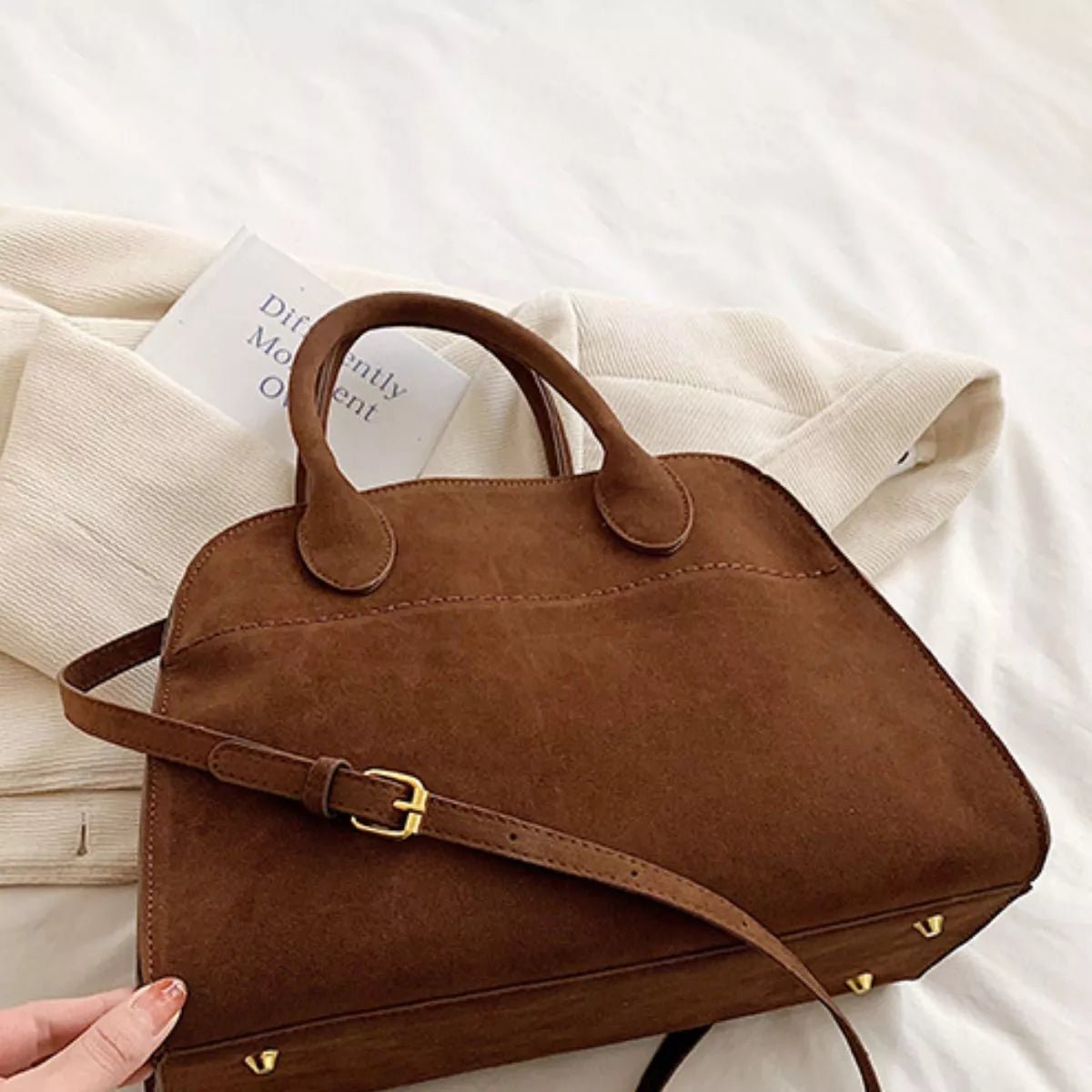Large Suede Handbag - Q.B.Accessories