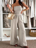 Smocked Wide-Leg Tube Jumpsuit - Q.B.Accessories