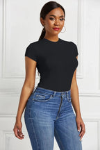 Round Neck Short Sleeve Bodysuit - Q.B.Accessories