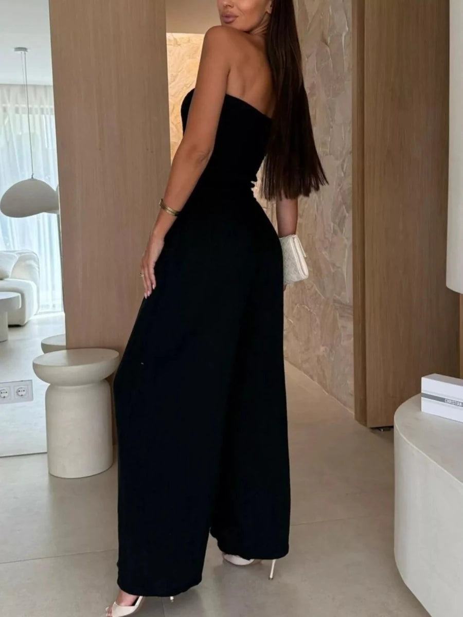 Smocked Wide-Leg Tube Jumpsuit - Q.B.Accessories