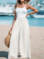Full Size Drawstring Waist Wide Leg Pants Plus Size - Q.B.Accessories