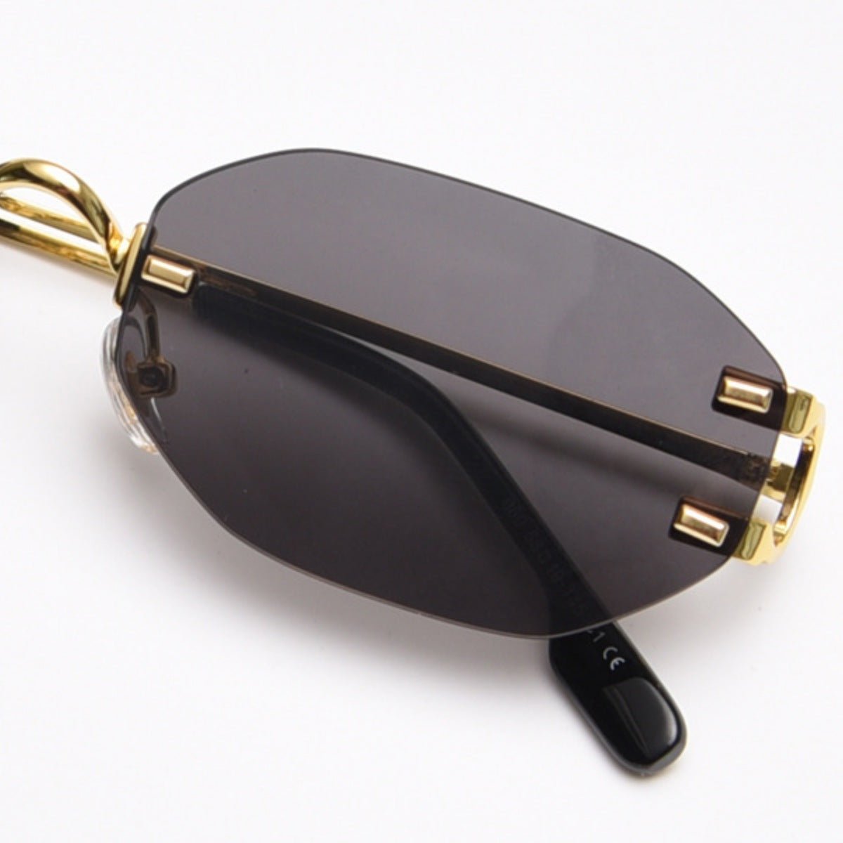 Rimless Oval Gold-Frame Sunglasses - Q.B.Accessories