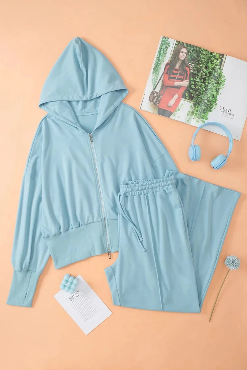 Zip - Up Hoodie and Pants Active Set - Q.B.Accessories
