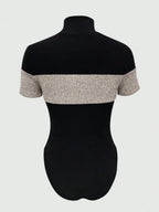 Color Block Turtleneck Ribbed Bodysuit - Q.B.Accessories