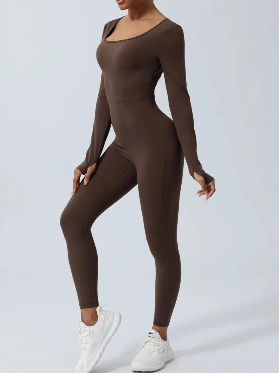 Twisted Backless Long Sleeve Jumpsuit - Q.B.Accessories