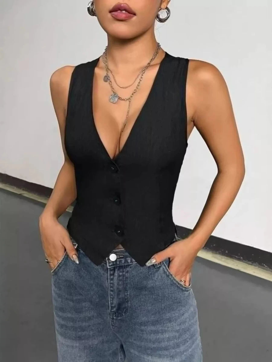 Slim Fit Button - Down Vest - Q.B.Accessories