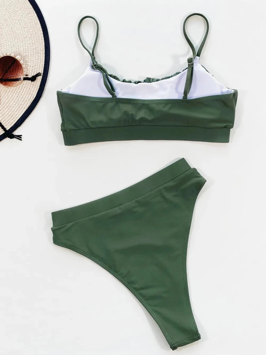Adjustable Strap Ruched Two - Piece Swim Set - Q.B.Accessories