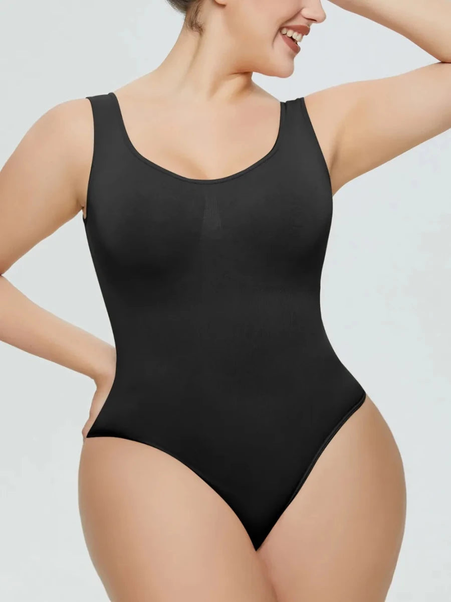 Scoop Neck Wide Strap Shaping Bodysuit - Q.B.Accessories