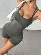 Double Spaghetti Strap Active Romper - Q.B.Accessories