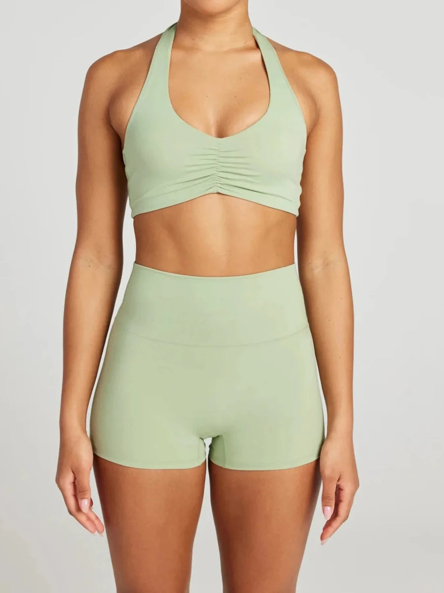 Halter Neck Cami and Shorts Active Set - Q.B.Accessories