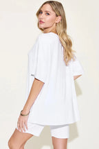 Basic Bae Full Size V - Neck Drop Shoulder T-Shirt and Shorts Set - Q.B.Accessories