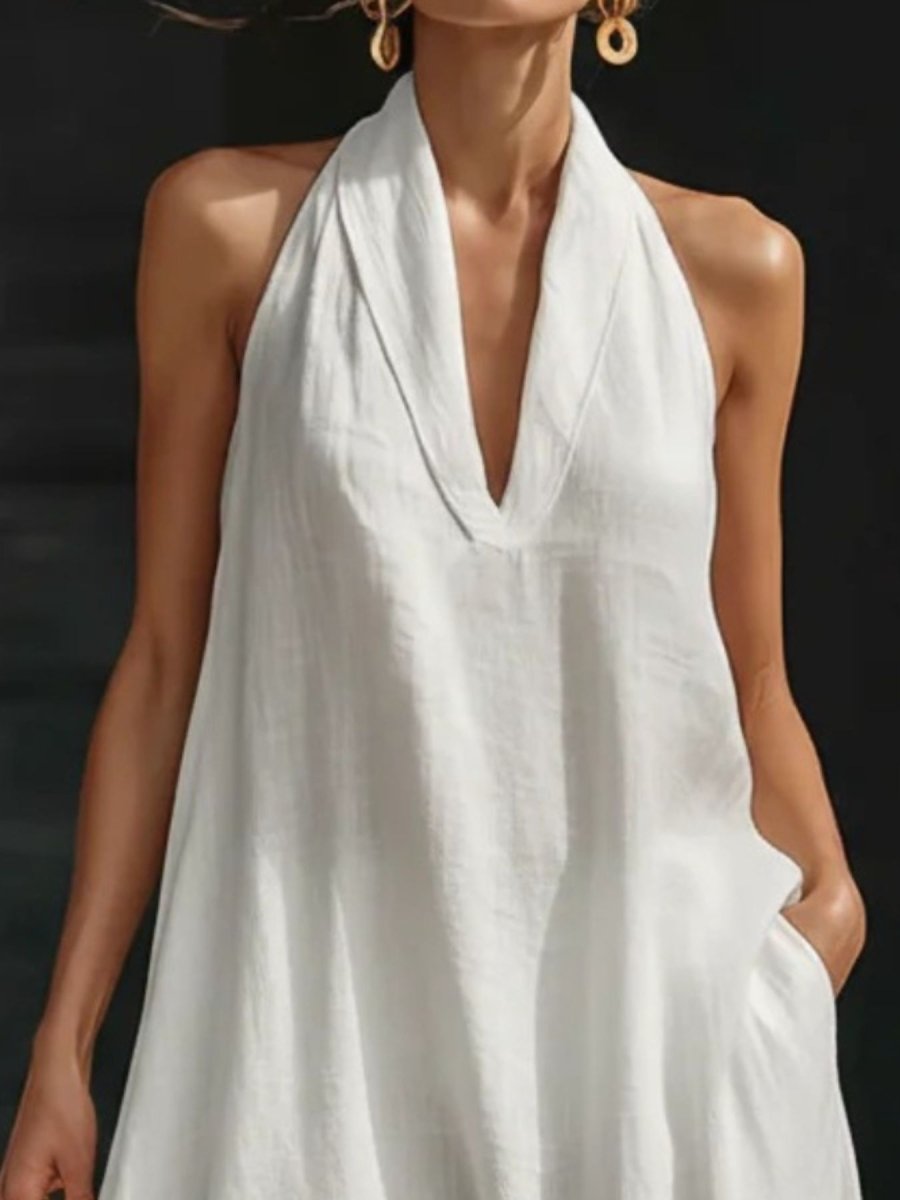 Halter Neck Maxi Dress with Pockets - Q.B.Accessories