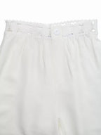 High Waist Wide Leg Pants with Crochet Trim - Q.B.Accessories