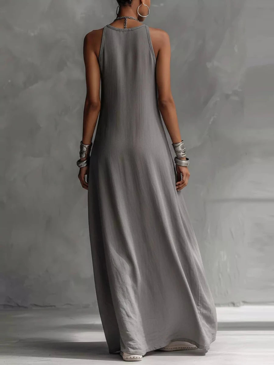 Two - Tone Sleeveless Maxi Dress - Q.B.Accessories