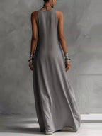 Two - Tone Sleeveless Maxi Dress - Q.B.Accessories