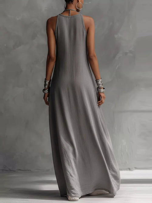 Two - Tone Sleeveless Maxi Dress - Q.B.Accessories