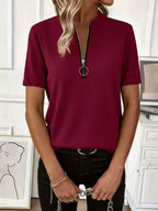 Half Zip Short Sleeve Top - Q.B.Accessories