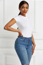 Round Neck Short Sleeve Bodysuit - Q.B.Accessories