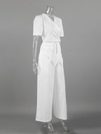 Wrap Top & Wide Leg Pants Set - Q.B.Accessories