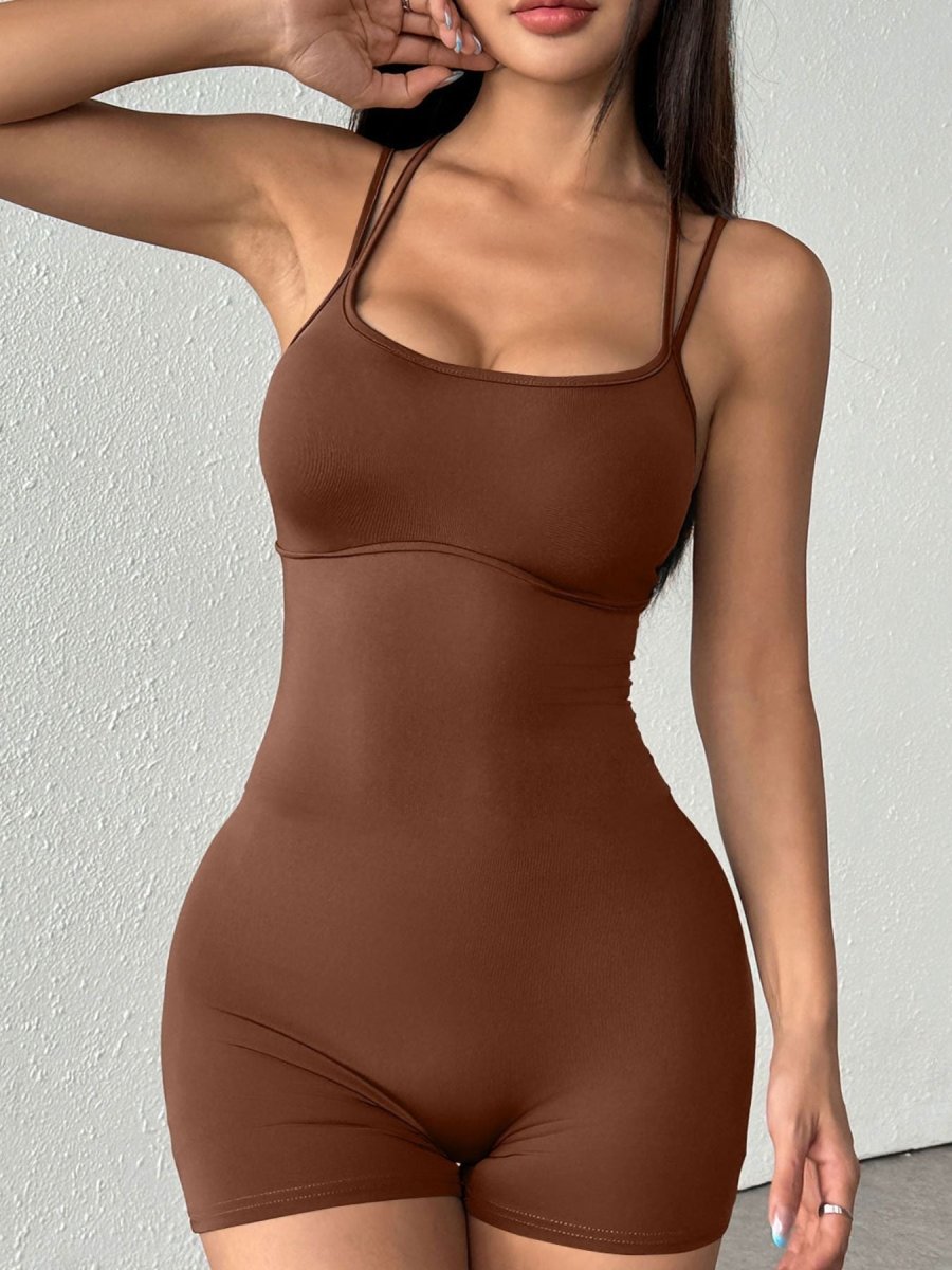 Double Spaghetti Strap Active Romper - Q.B.Accessories