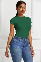 Round Neck Short Sleeve Bodysuit - Q.B.Accessories