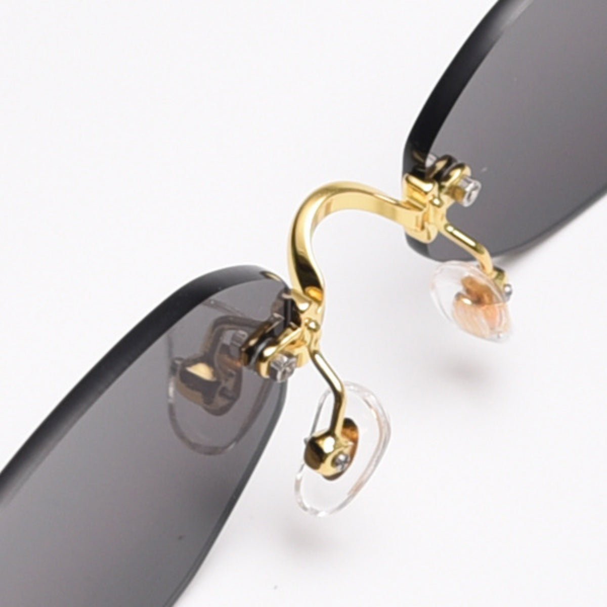 Rimless Oval Gold-Frame Sunglasses - Q.B.Accessories