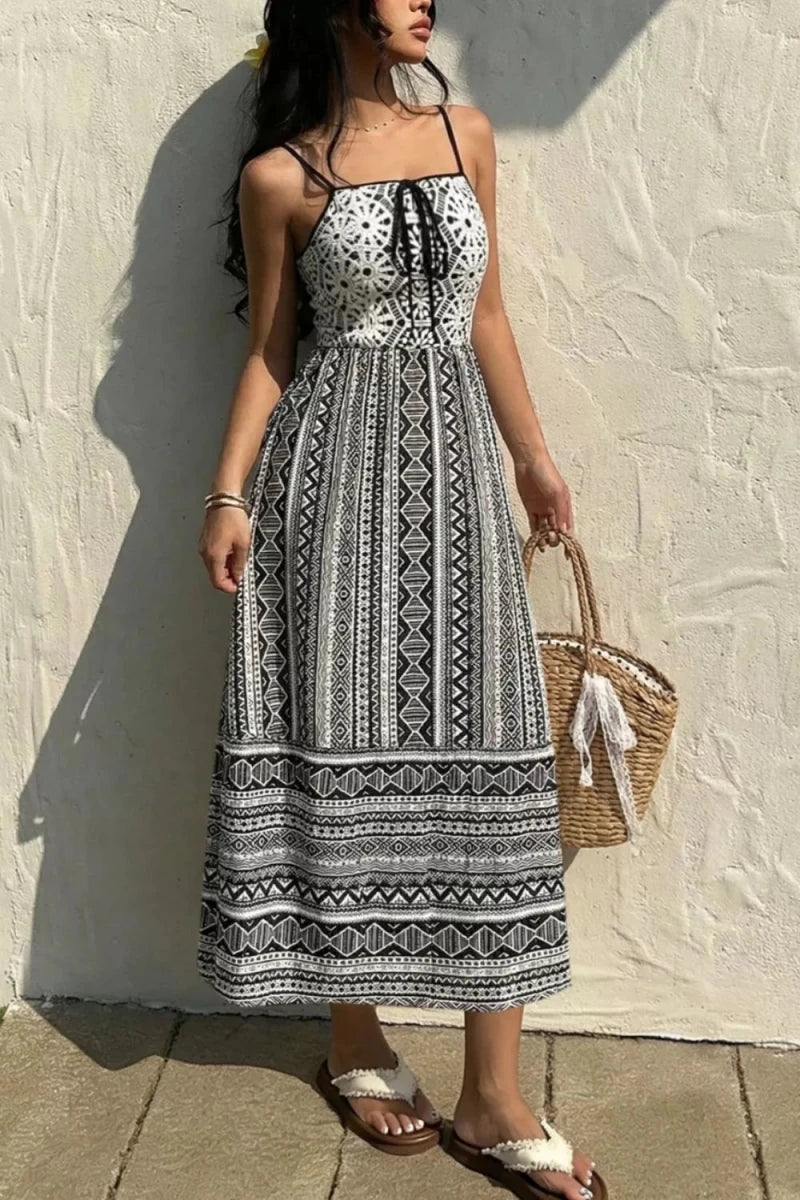 Tie - Front Square Neck Cami Dress - Q.B.Accessories