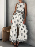 Printed Tank and Pants Set - Q.B.Accessories