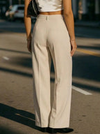 High - Waisted Wide - Leg Pleated Pants - Q.B.Accessories