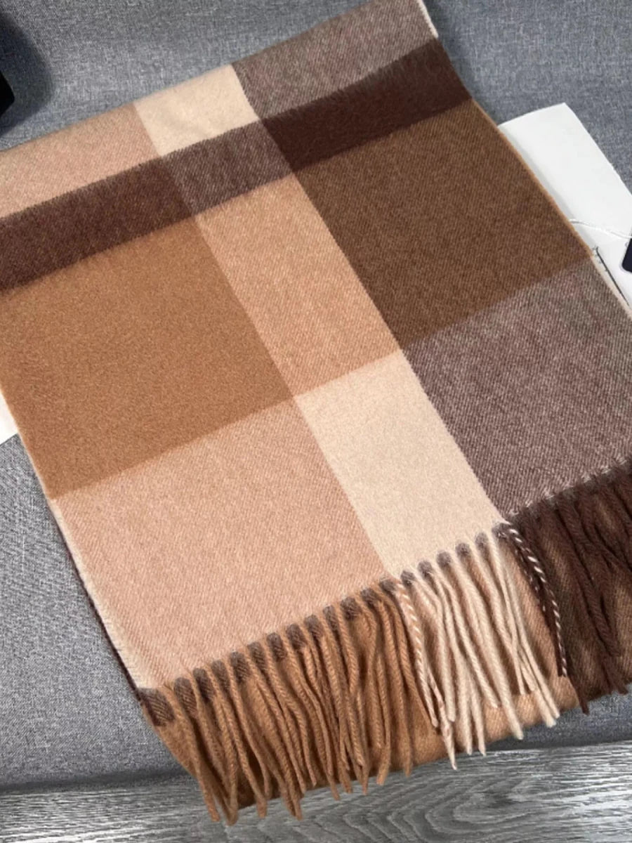 Plaid Scarf with Fringe - Q.B.Accessories