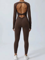 Twisted Backless Long Sleeve Jumpsuit - Q.B.Accessories