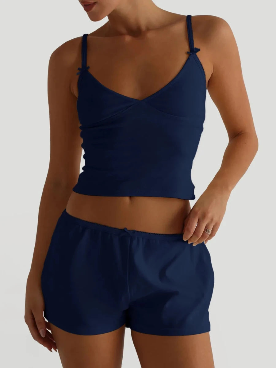 V - Neck Cami and Shorts Set - Q.B.Accessories